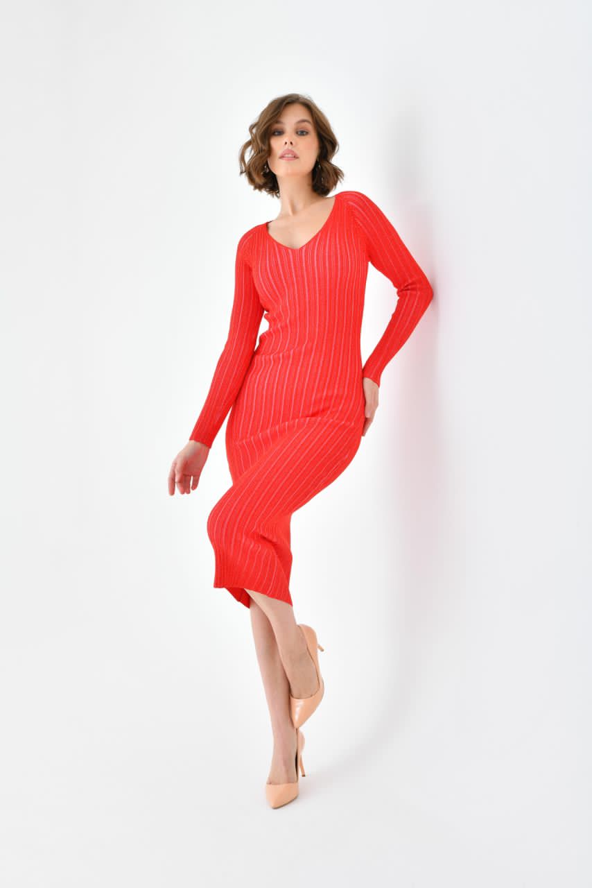 Vestido Knit Two Colors Expansible Rojo FINAL SALE
