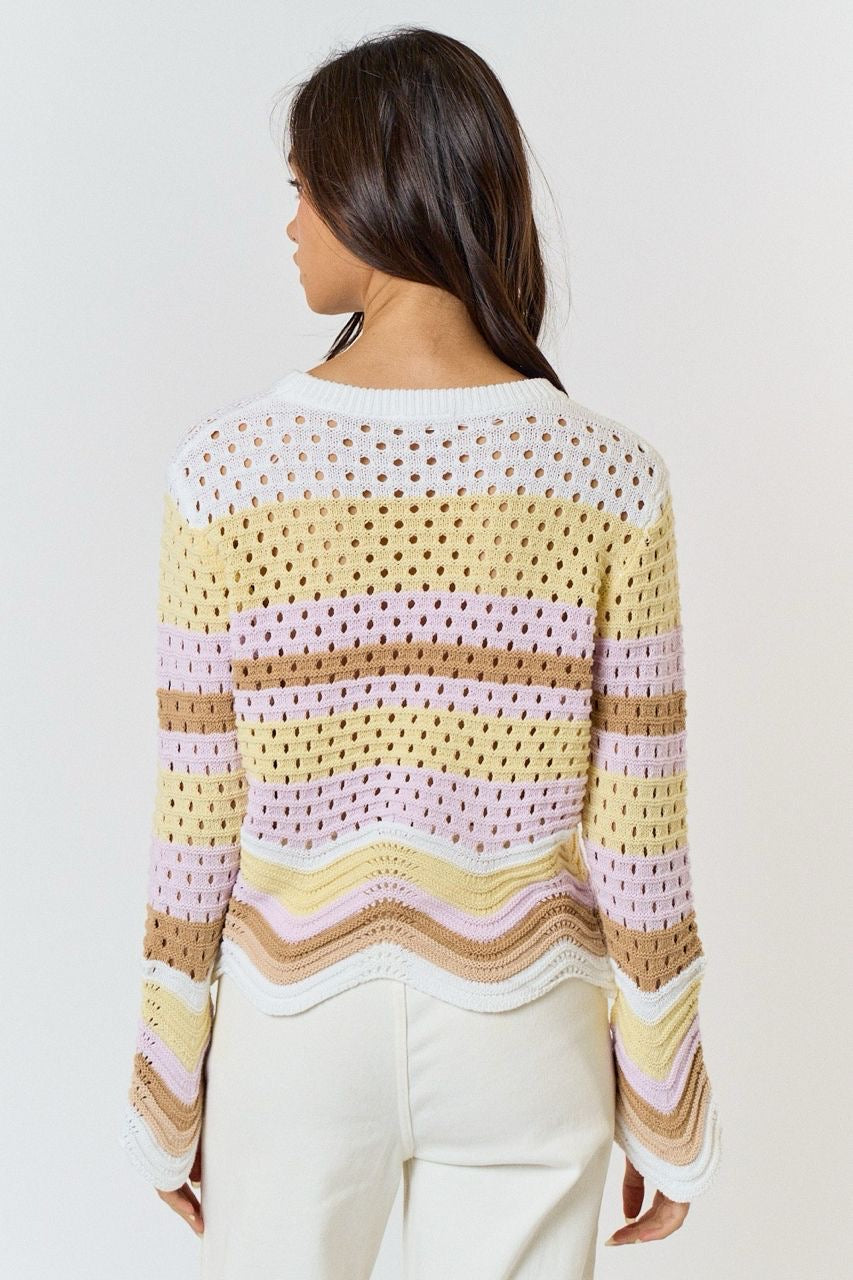 Suéter Ligero Stripes Crochet Pastel