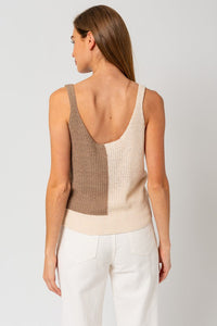Top Knit Colorblock Taupe/Beige Sophie