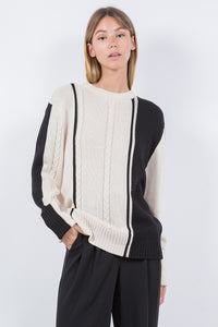Suéter Cable Knit Black and White Ella