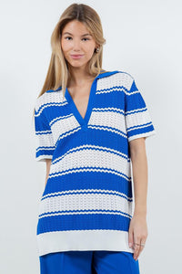 Camisa Knit Stripe Azul Melanie