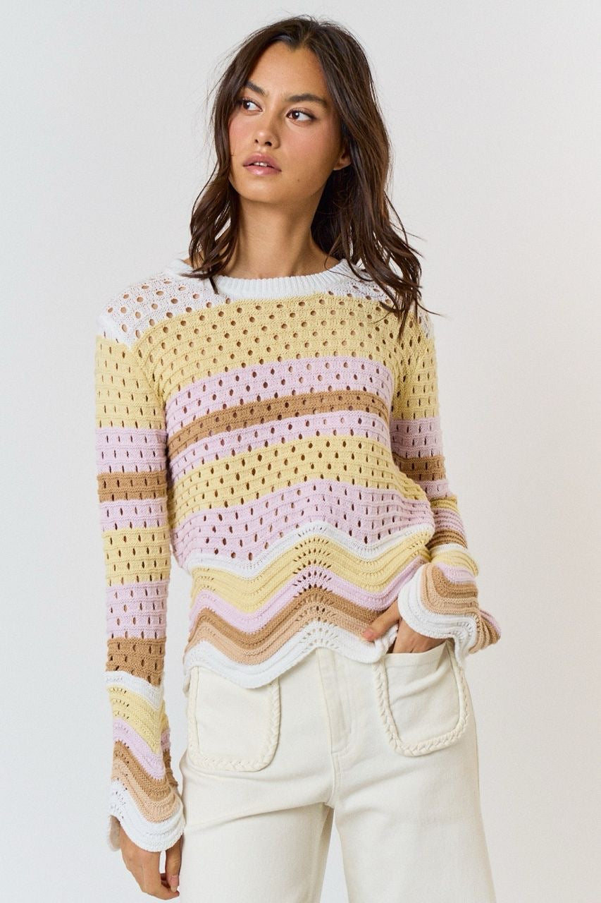 Suéter Ligero Stripes Crochet Pastel