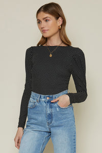 Top Negro Polka Dots Puff