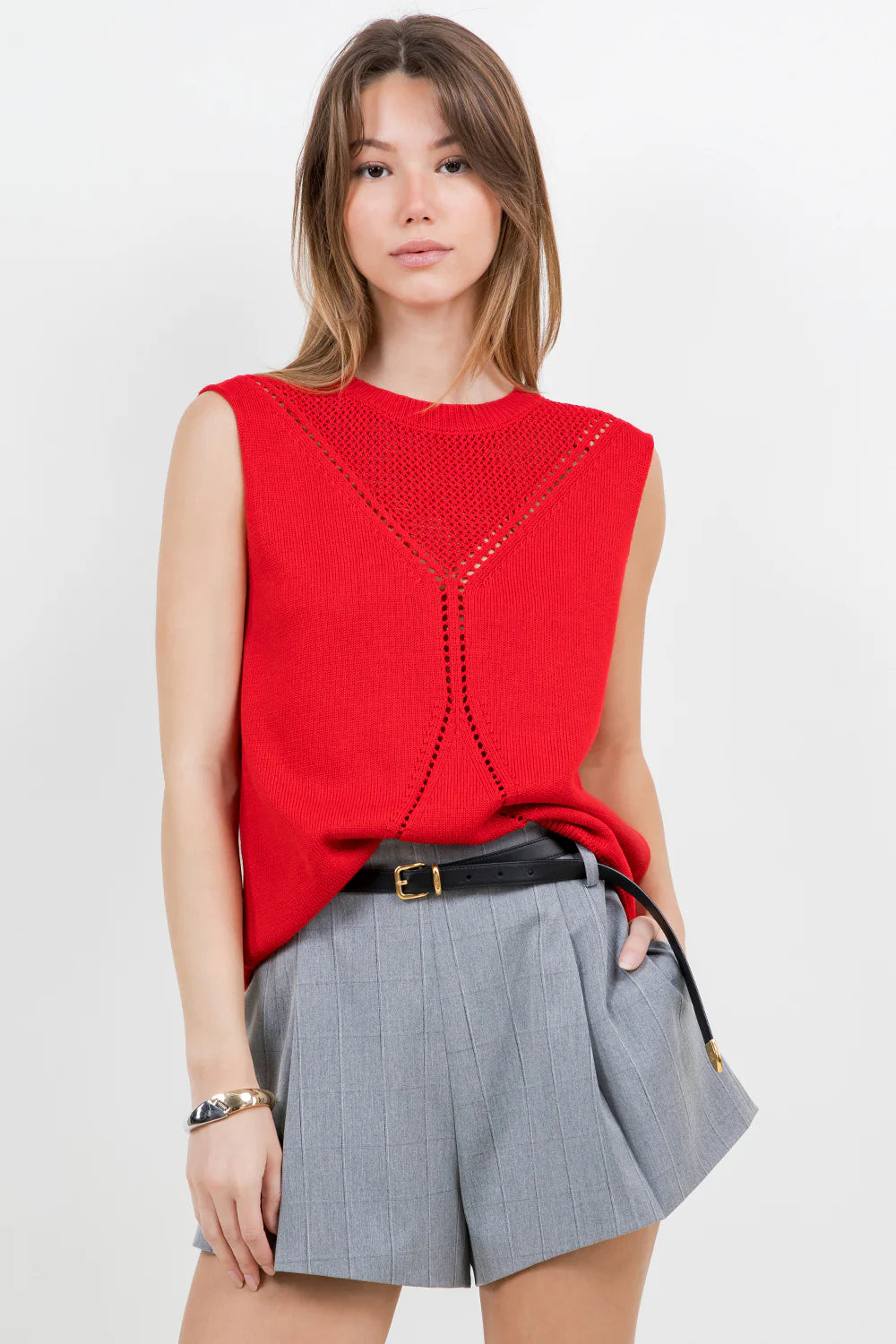 Top Knit Net Rojo Angie