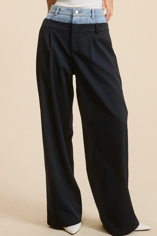 Pantalón Trouser Denim Contrast Navy Connie