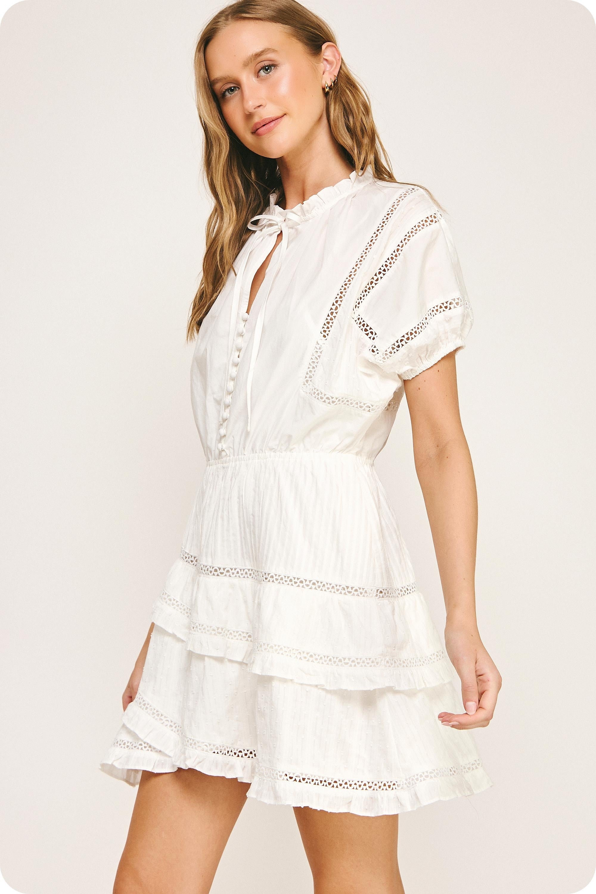 Vestido Lace Ruffle Blanco