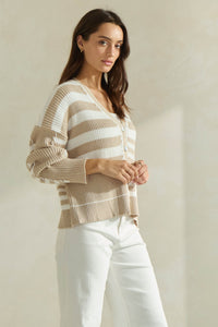 Suéter Cárdigan Stripes Colorblock Lauren