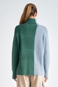 Suéter Colorblock Green/Blue Turtleneck Ashley