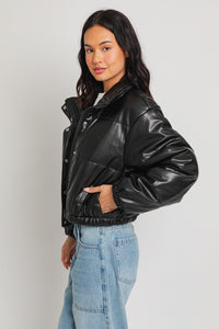 Chaqueta Cuero Negra Vegan Leather Puff Boite FINAL SALE