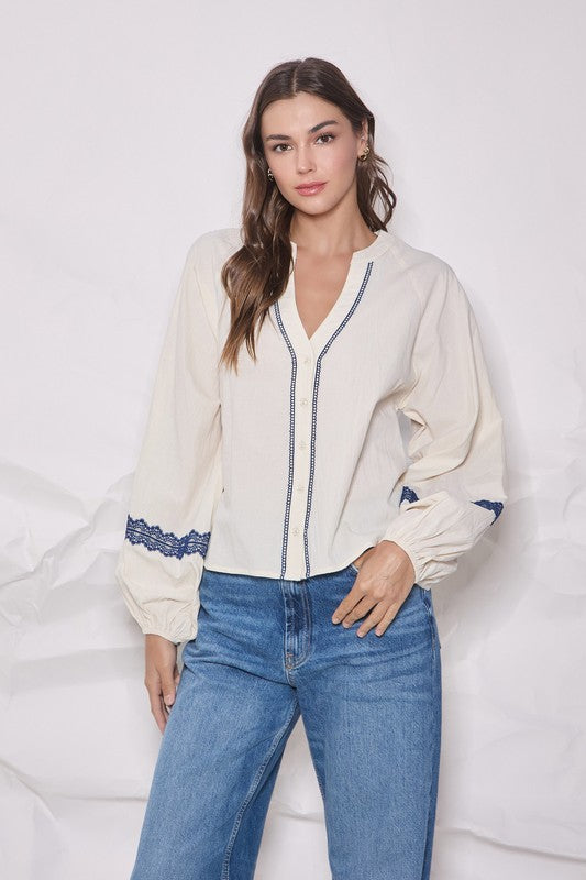 Camisa Boho Trim Lace Carol