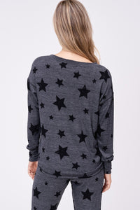 Pijama Jogger Gris Oscuro Estrellas Negras