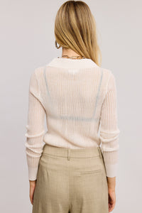 Top Polo Knit Sheer Off White Morella