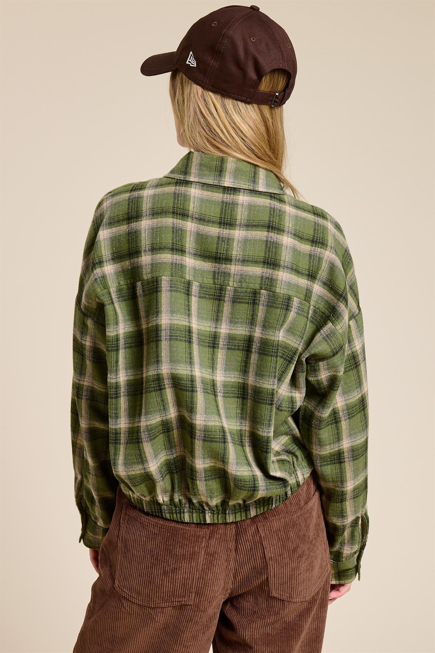 Camisa Plaid Olive Bomber Bonnie
