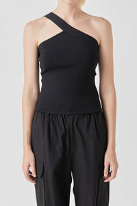 Top Negro One Shoulder Knit Mika