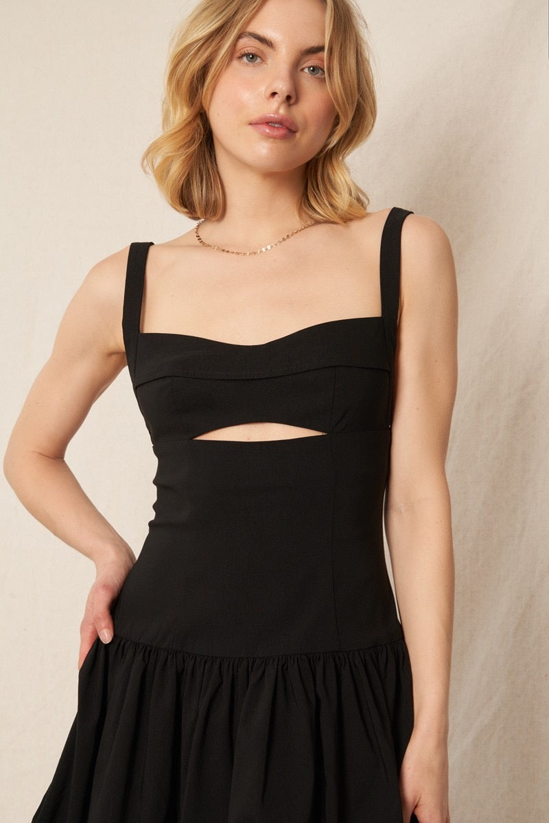 Vestido Negro Balloon Cut Out Liz