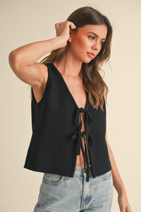 Chaleco Knit Bow Negro Katty