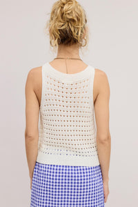 Tank Top Blanco Crochet  Button Fabiola