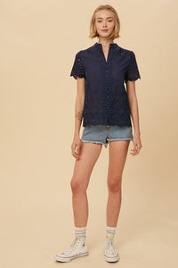 Camisa Navy Eyelet Jinny