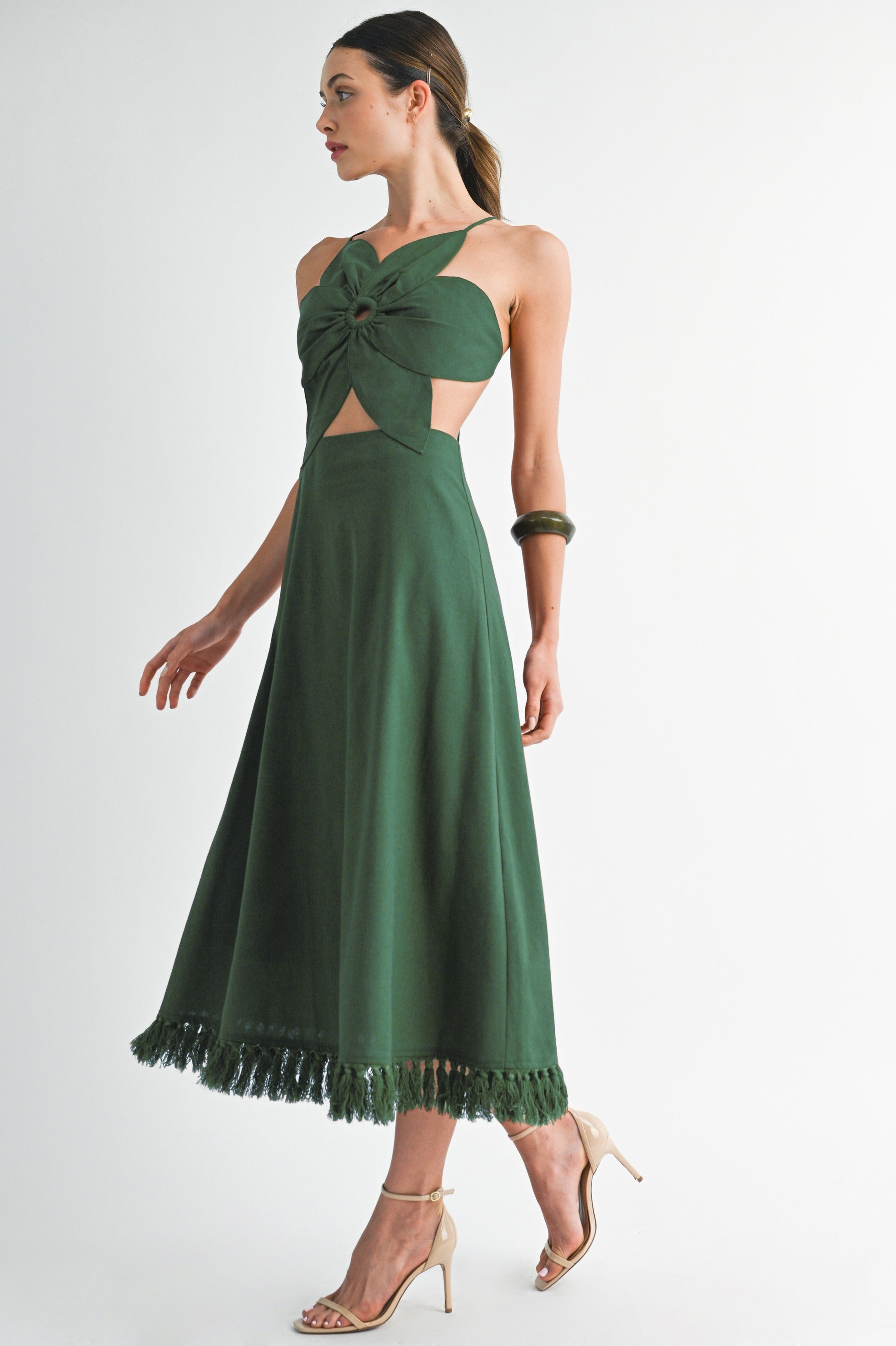 Vestido Linen Flower Emma Verde