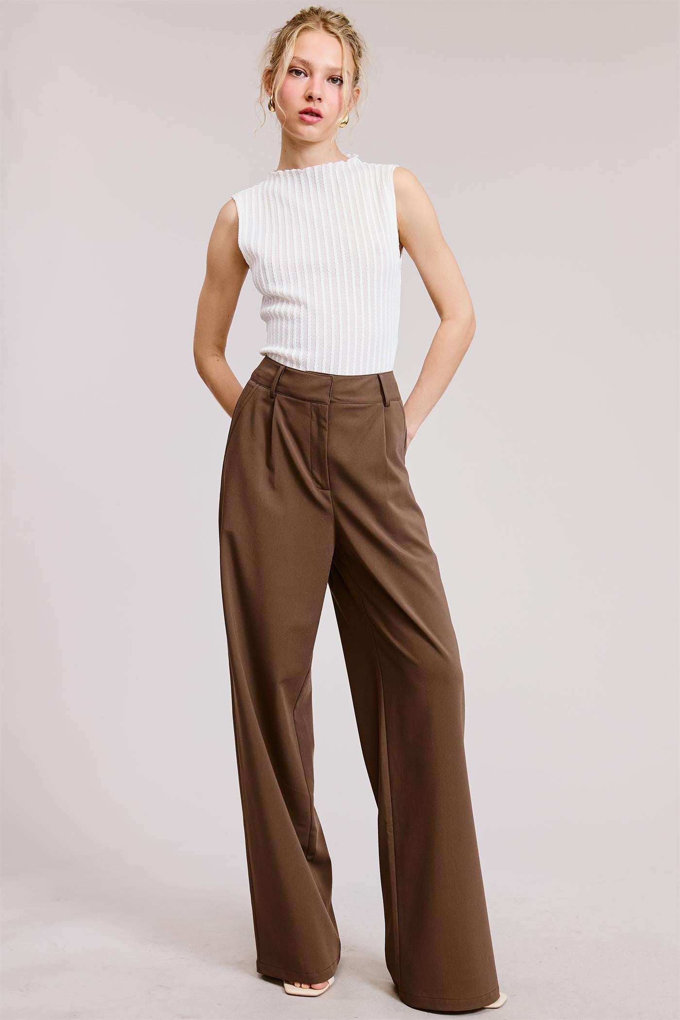 Pantalon Trouser Mocha Pleated Mara