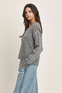 Suéter Gris Contrast Stitches Grace