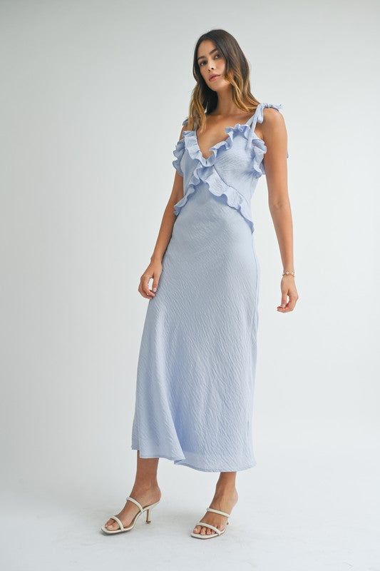 Vestido Largo Azul Ruffle Alex