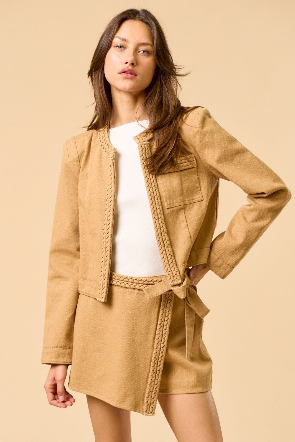 Chaqueta Denim Braided Camel Cameron