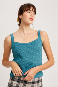 Top Cable Knit Teal Quinn