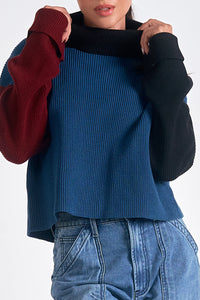 Suéter Colorblock Blue Turtleneck Morgan