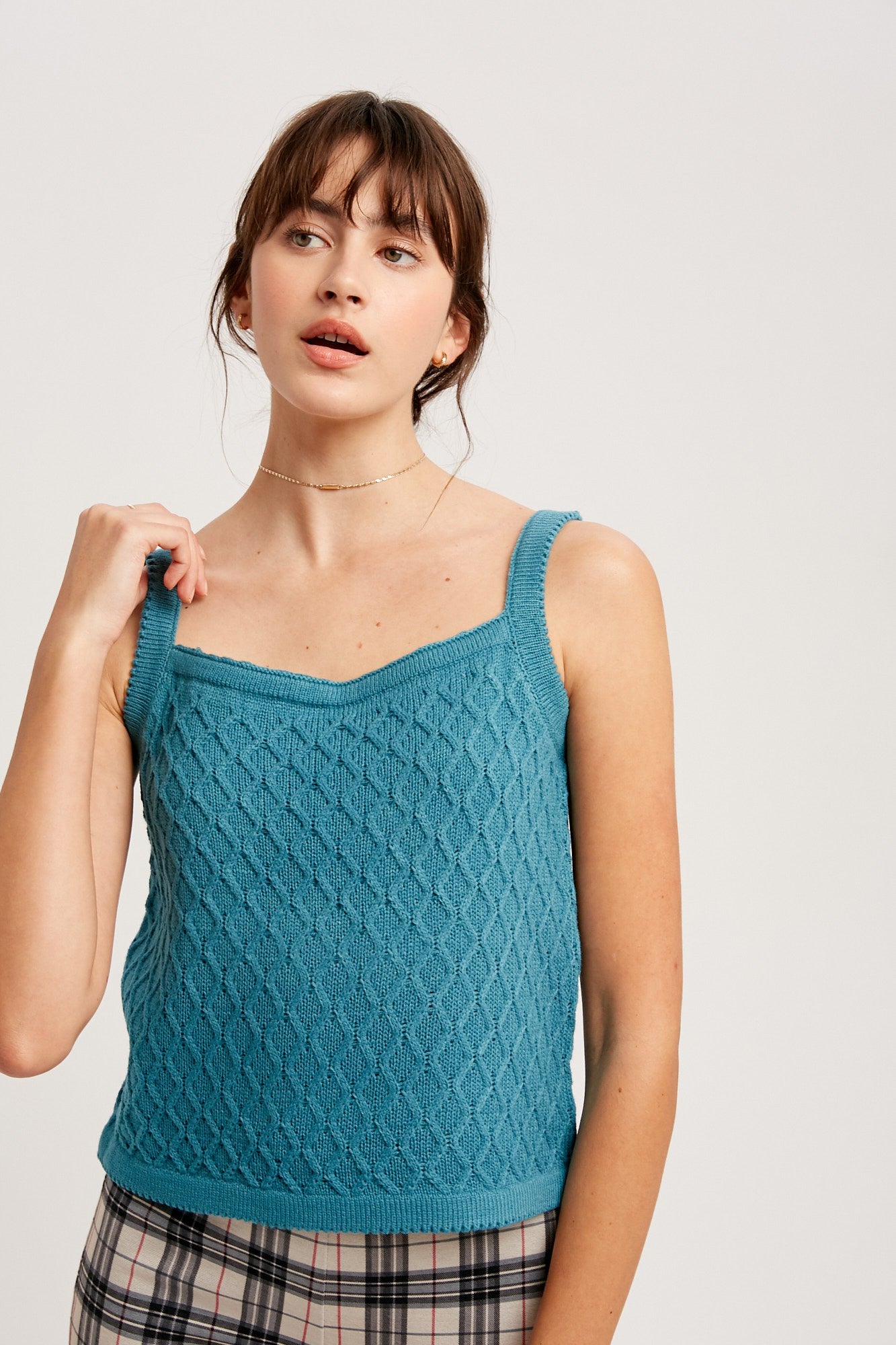 Top Cable Knit Teal Quinn