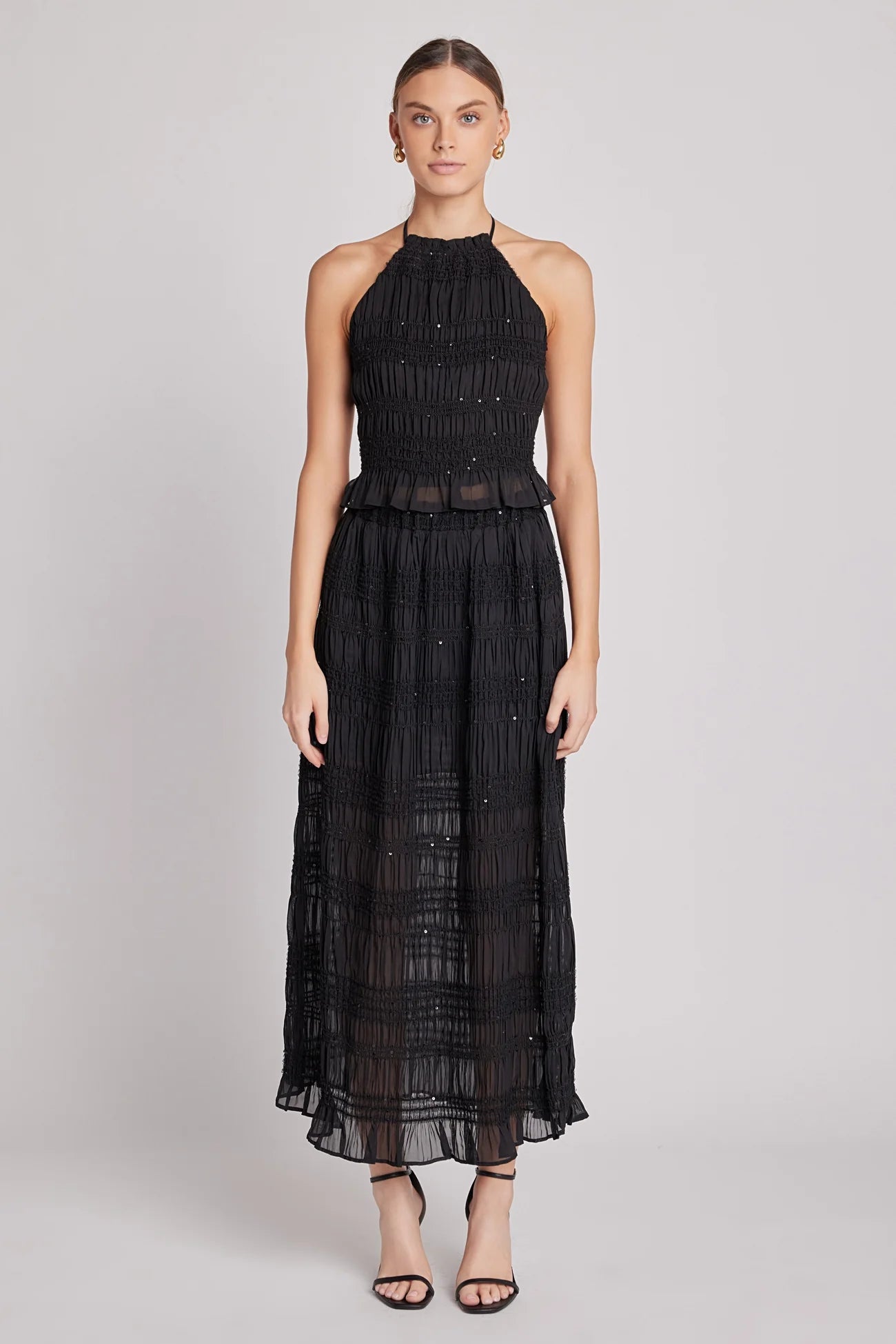 Set Top/Falda Chiffon Sequins Renata