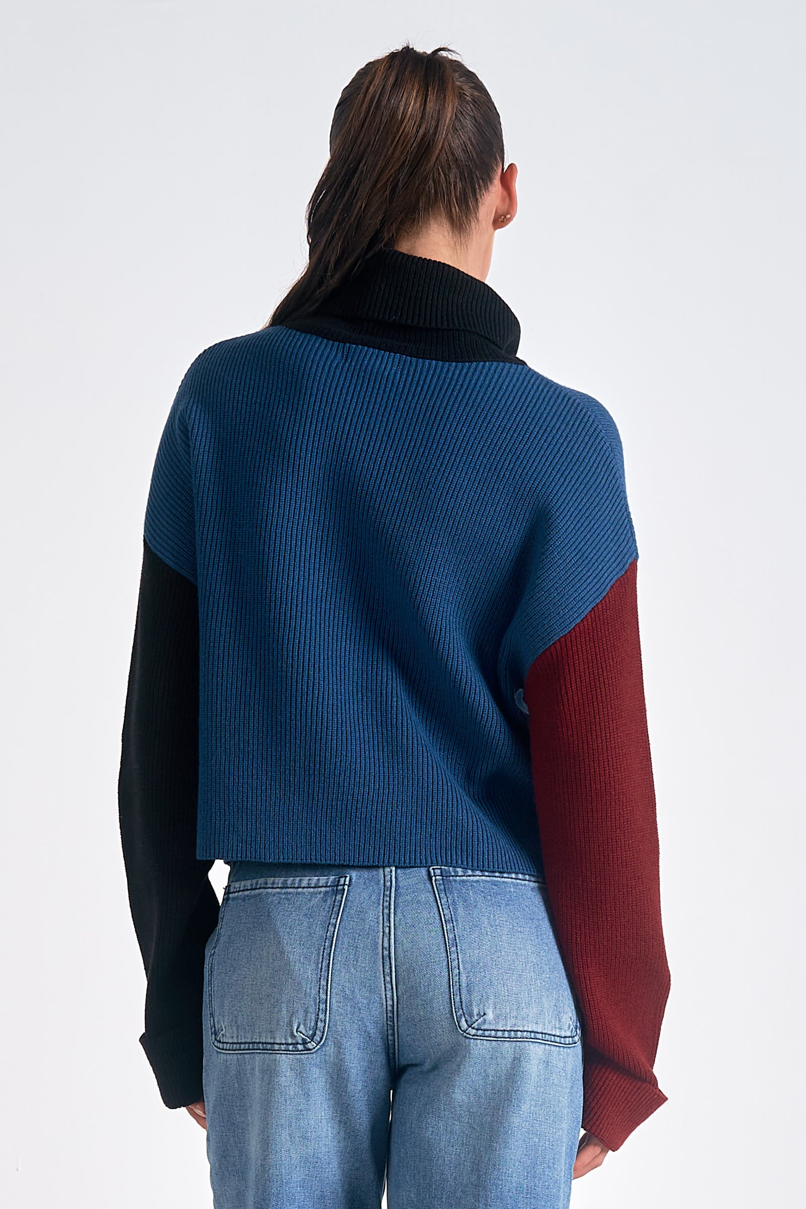 Suéter Colorblock Blue Turtleneck Morgan