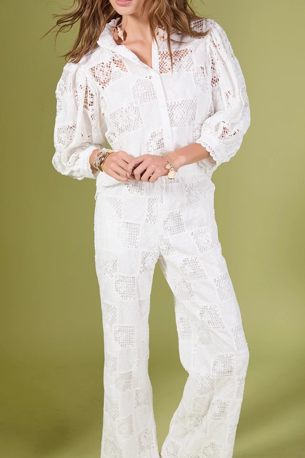 Set Camisa/Pantalón Lace Blanco Annabel