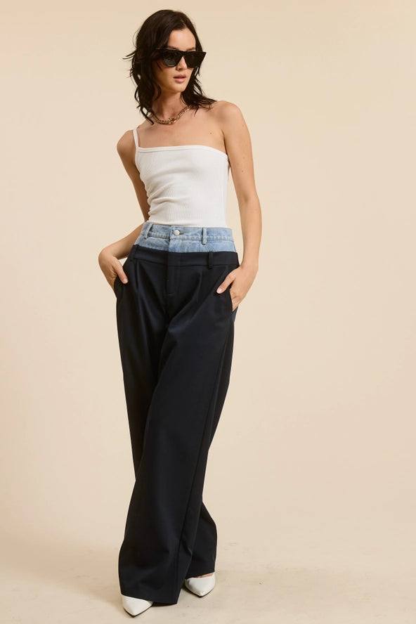 Pantalón Trouser Denim Contrast Navy Connie