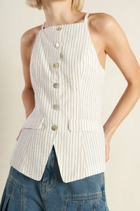 Chaleco Stripes Slit Open Front Gaby