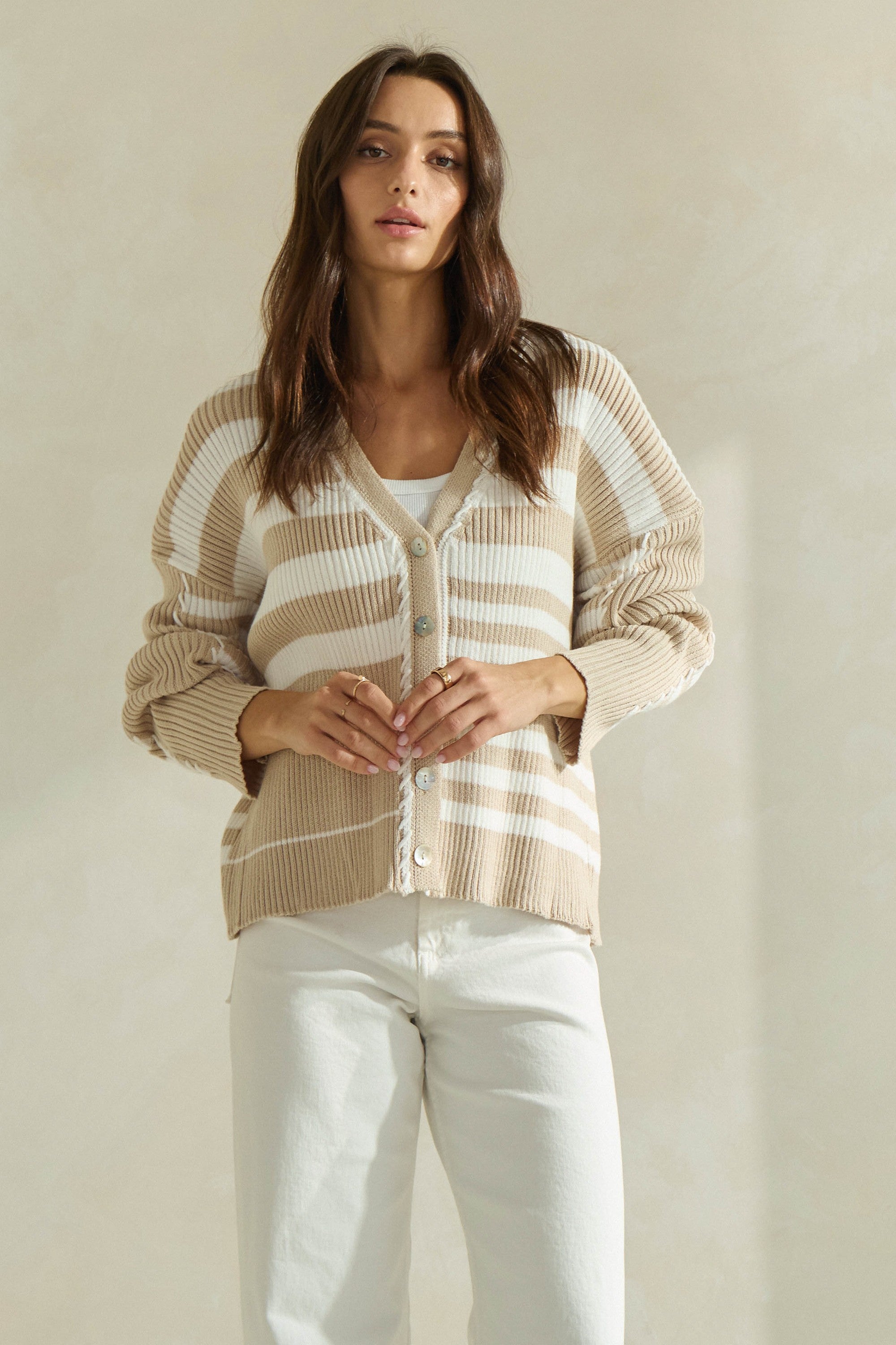 Suéter Cárdigan Stripes Colorblock Lauren