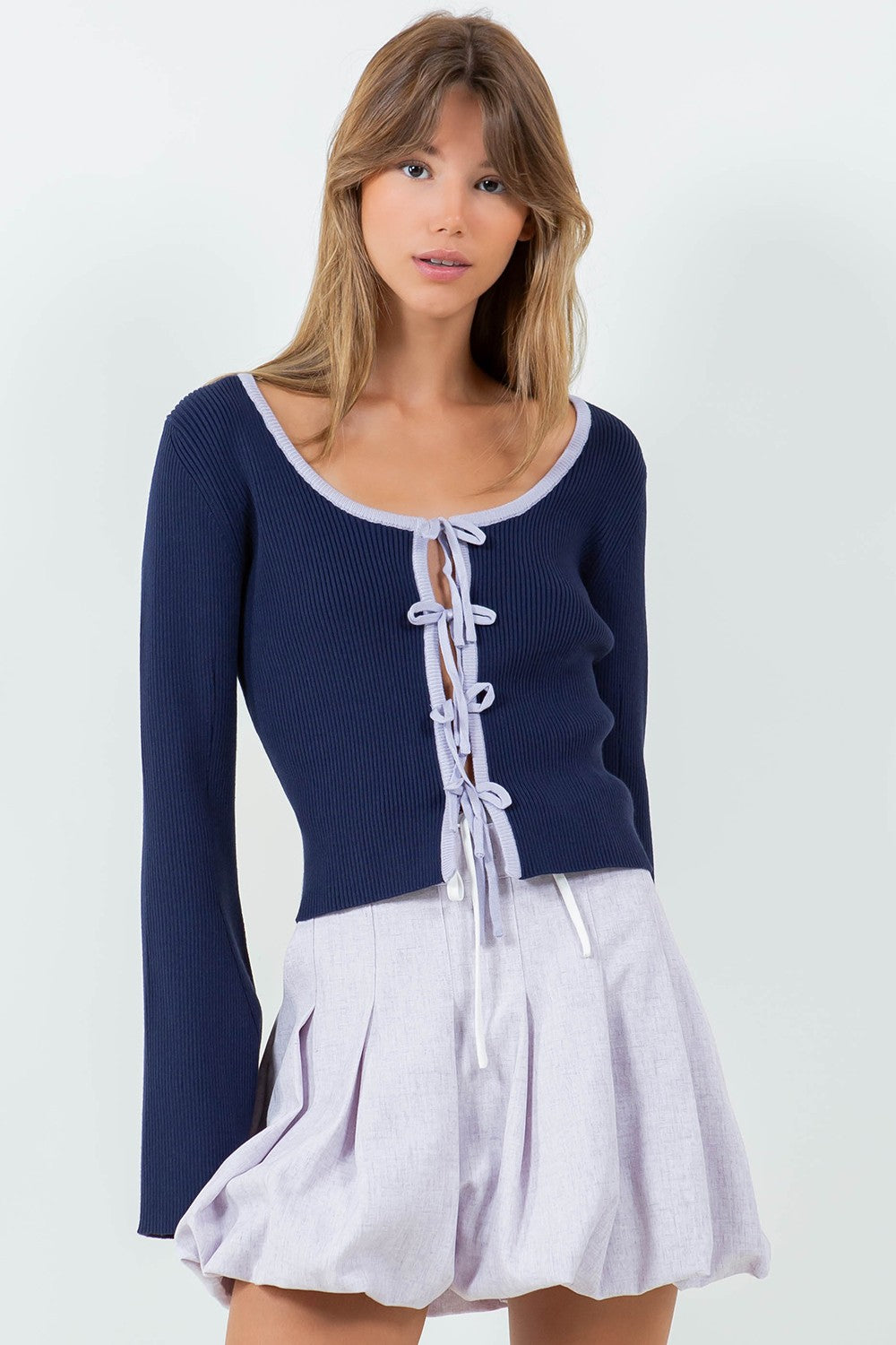 Top Knit Multi Bow Contrast Jodie