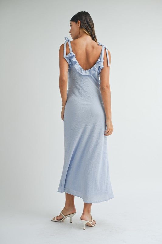 Vestido Largo Azul Ruffle Alex