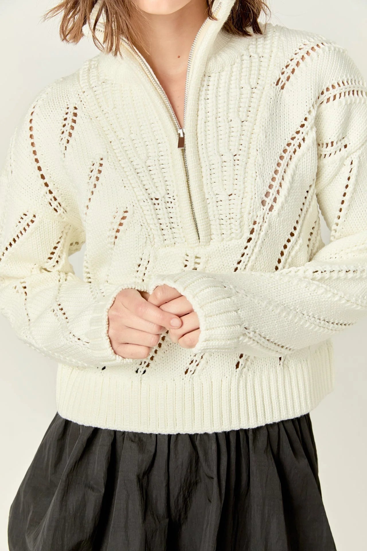 Suéter Blanco Knit Zipper Wendy