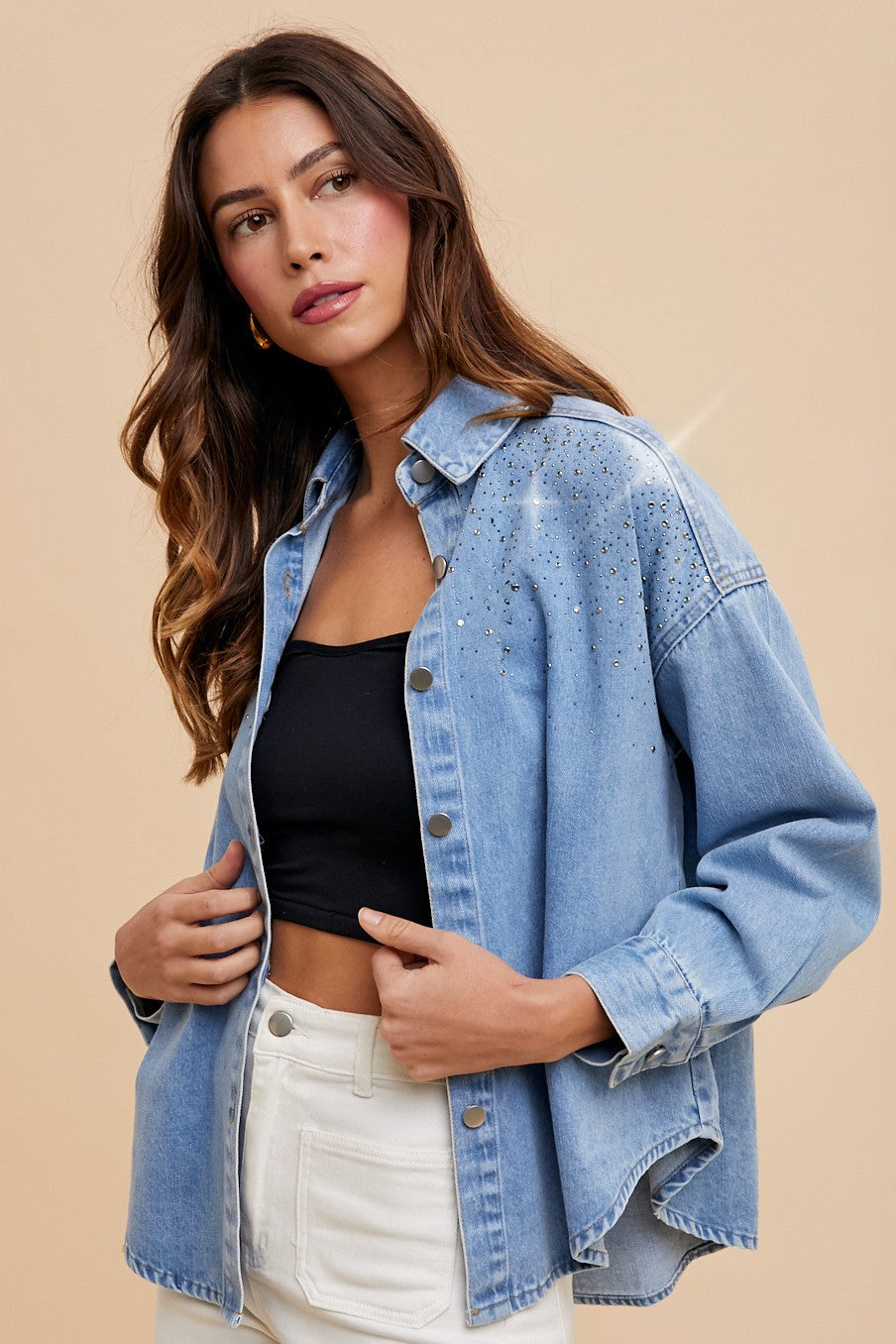 Camisa Denim Rhinestones Tori