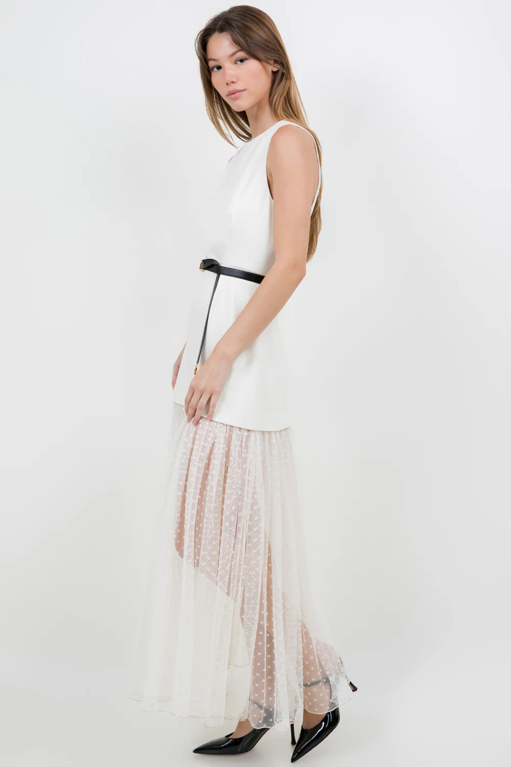 Vestido Blanco Contrast Tull Amaya