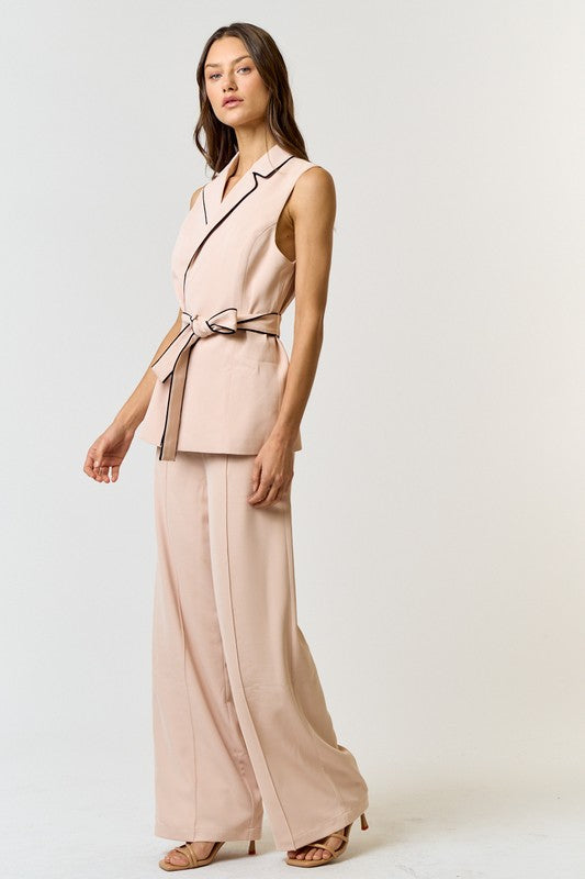 Set Light Pink Chaleco Belted Kim