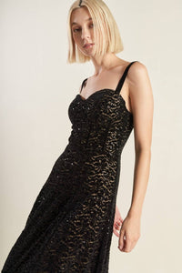Vestido Negro Lace Sequins Monica