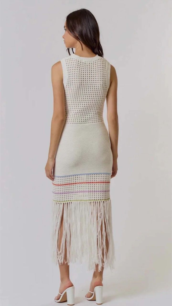 Vestido Crochet Blanco Stripes Briana