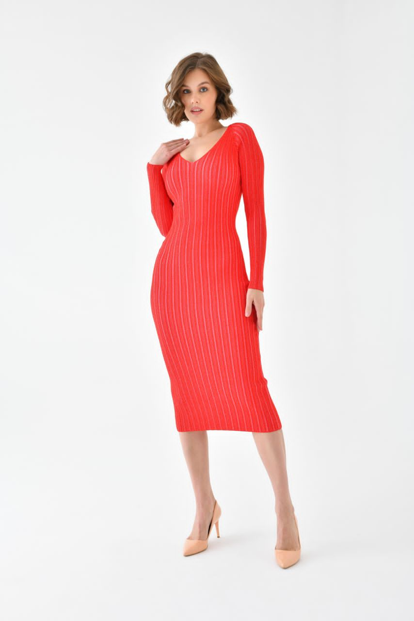 Vestido Knit Two Colors Expansible Rojo FINAL SALE