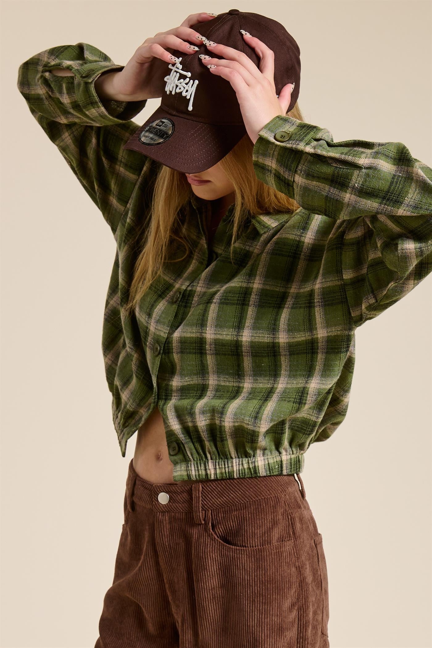 Camisa Plaid Olive Bomber Bonnie