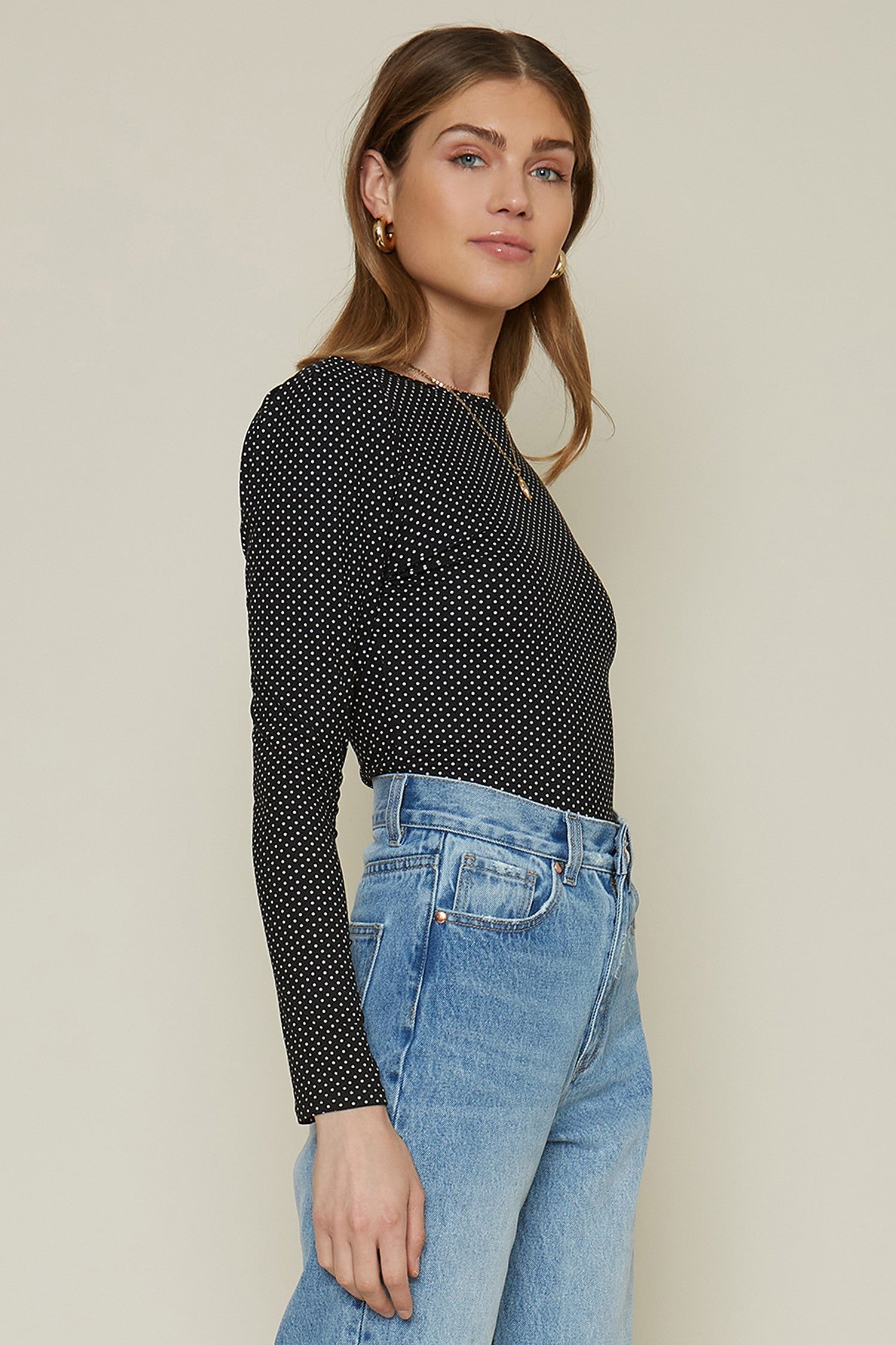 Top Negro Polka Dots Puff