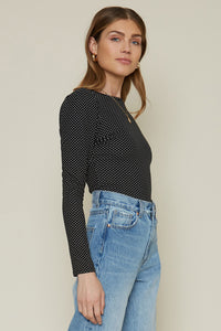Top Negro Polka Dots Puff