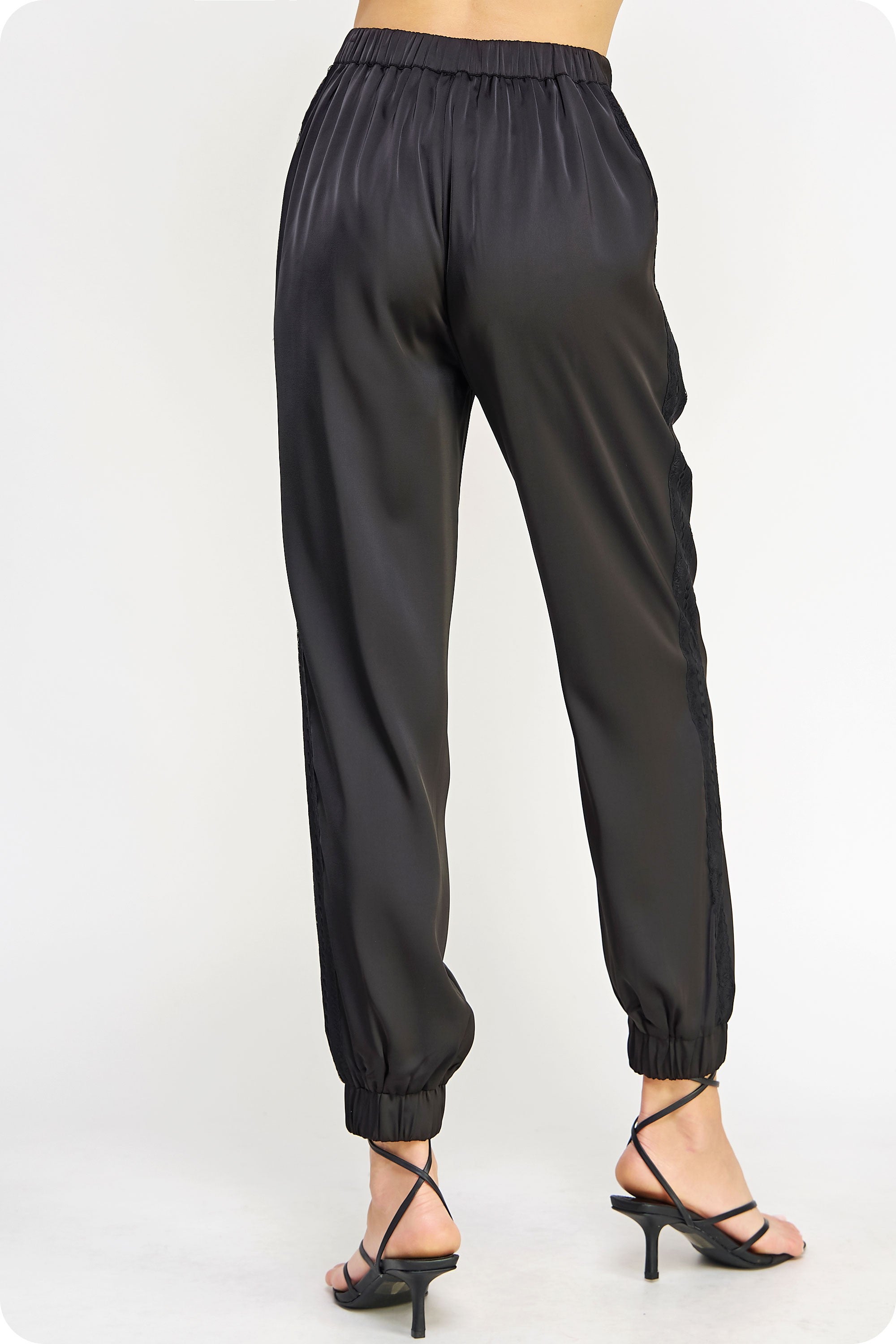 Set Camisa Jogger Satin Lace Negro Chris