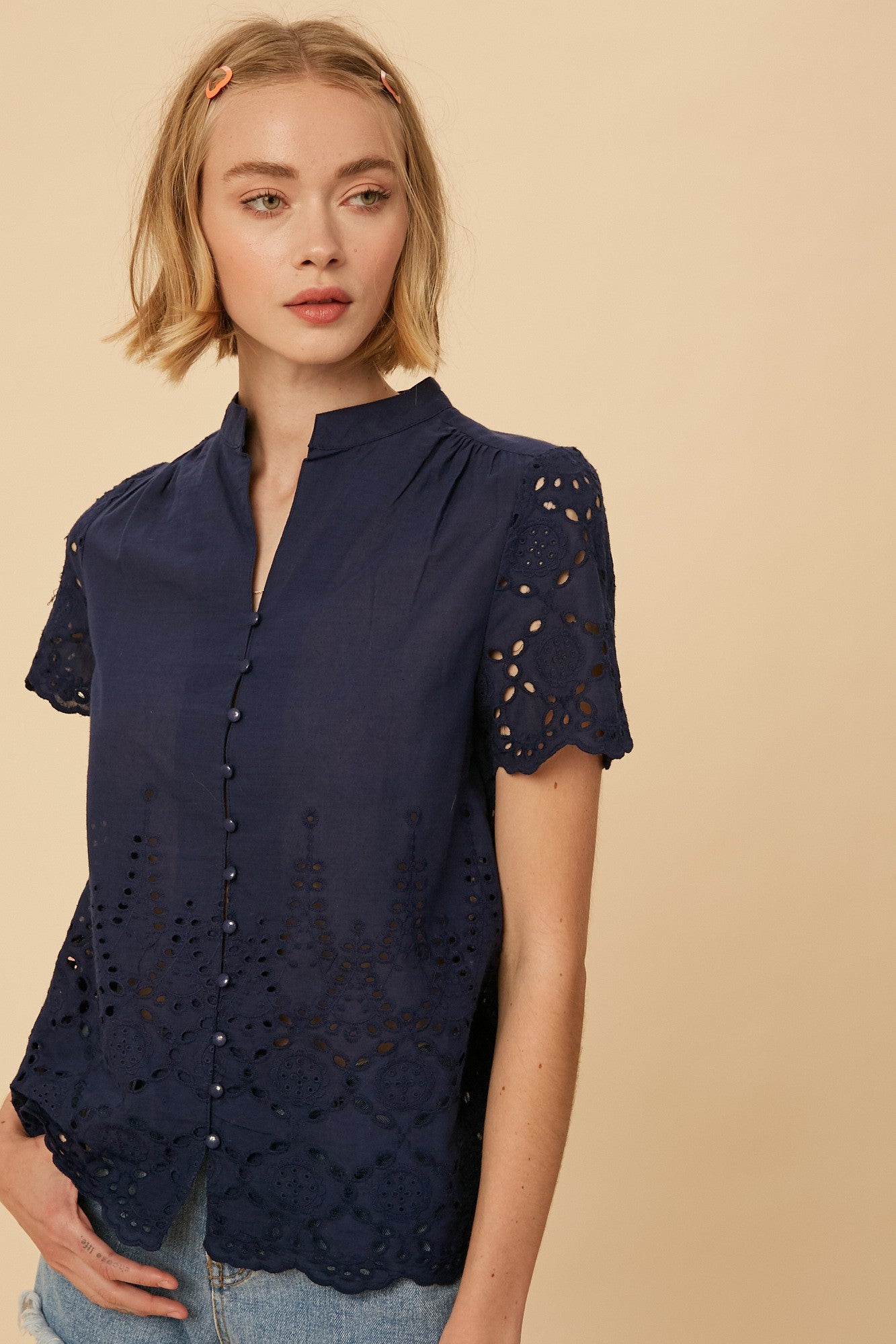 Camisa Navy Eyelet Jinny